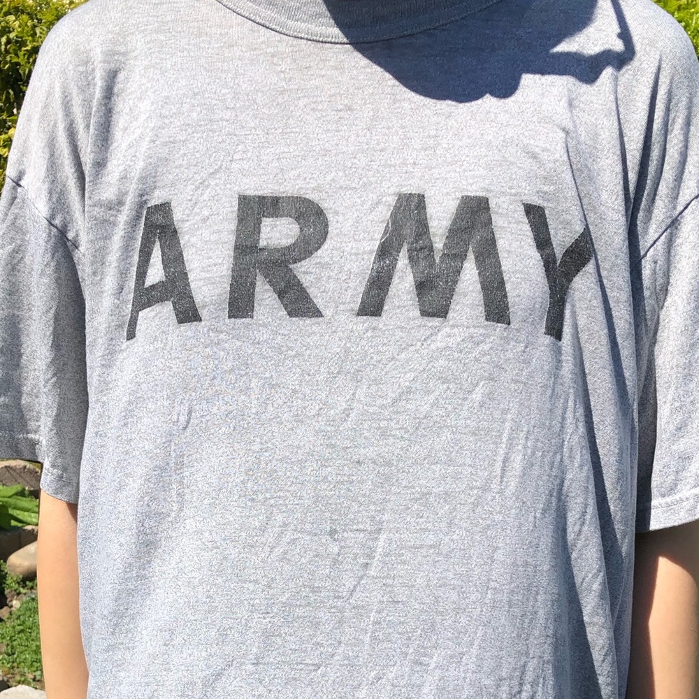 Vintage army crop top in grey sz L
